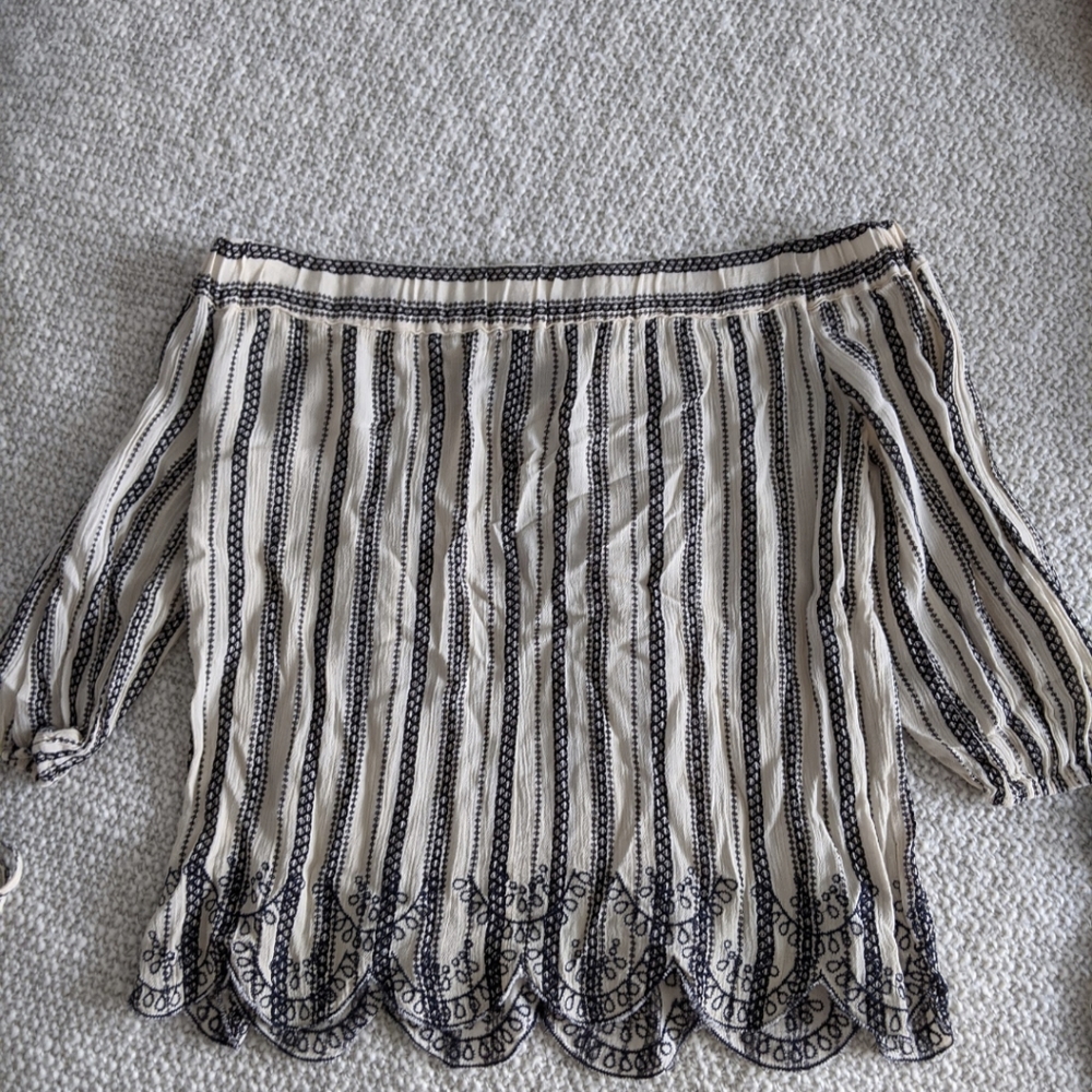 NWOT! Francesca's Off-Shoulder Striped Top